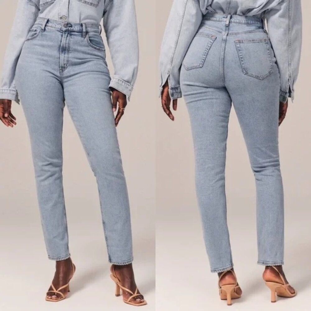 Abercrombie Curve Love 90s Ultra High Rise Slim Straight Jeans - Size 28L